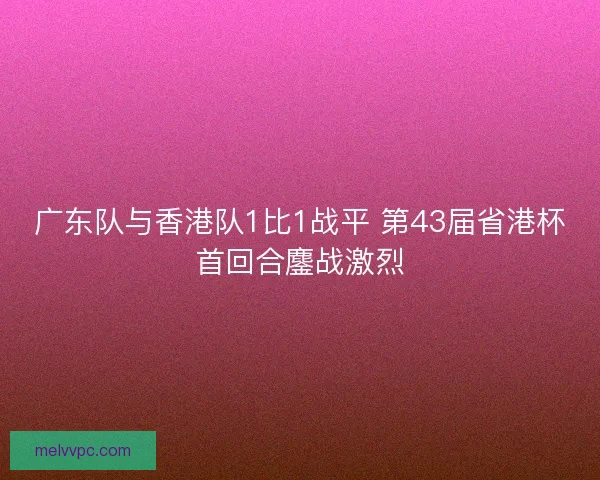 广东队与香港队1比1战平 第43届省港杯首回合鏖战激烈
